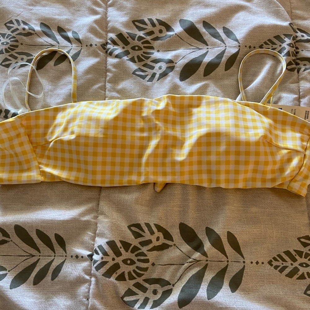 Yellow Gingham Bikini Top